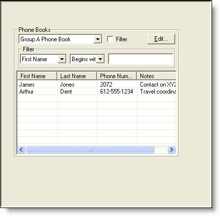 Phone books and phone book entries are created and maintained in the Phone Book Editor dialog box (see "Creating Phone Books" on page 41). Figure 13.