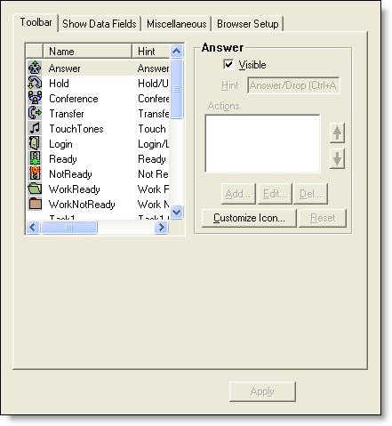 User Interface User Interface The User Interface window enables you to configure the appearance and behavior of Agent Desktop (when accessed under the CAD Agent node) and CAD-BE (when accessed under