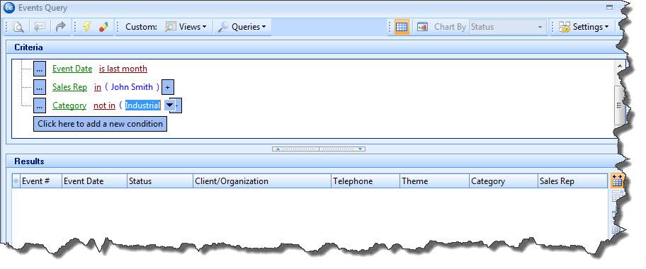 Unit 3: Creating a Custom Events Query Image 3.2: Using Relative Dates and In/Not In to Refine a Query Changing the Conjunction in a Query See Image 3.