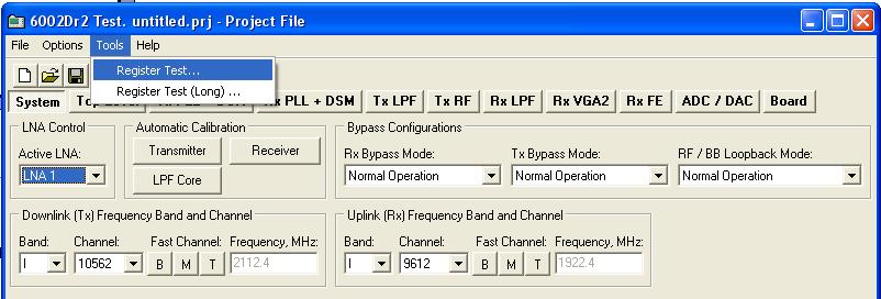 Figure 19 GUI register test. The system will then return a full registers indicating OK for correct operation as shown below.. Figure 20 GUI register test log.