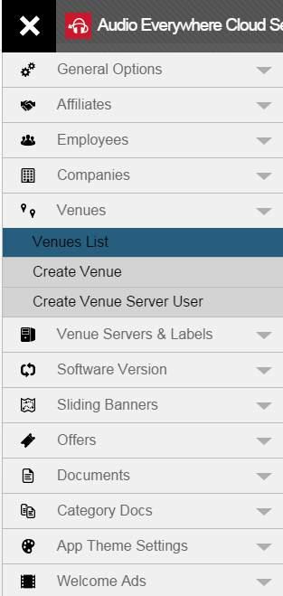 Venues / Locations Venues List For all users, with this option you can see the list of the Venues that you are allow to access depending of your user Roles.