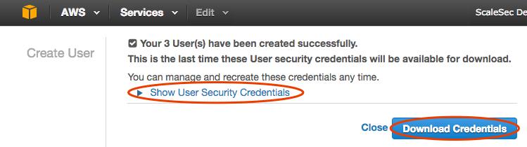 b. Securely Capture and Distribute Credentials Now you will be given the option to either display the API keys, or download them into a CSV file.
