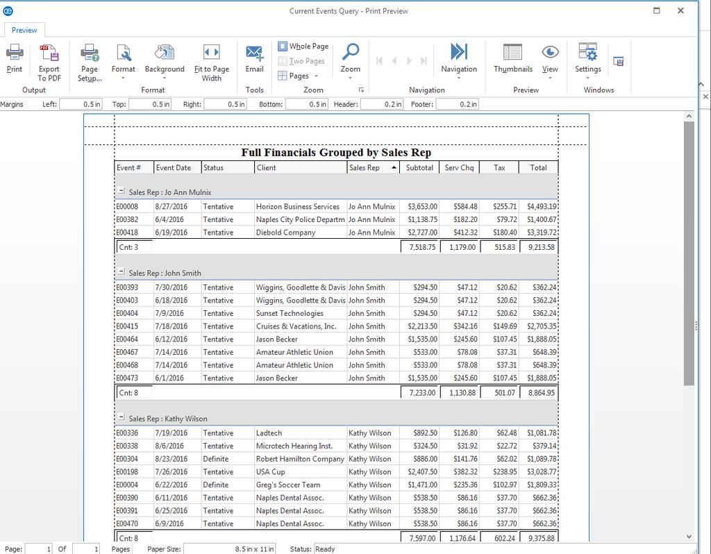 Unit 19: Using the Query Tools to Track Business Printing Grids 1. Customize the detail grid as described in topics above. 2. Click the Print Grid button, located on the right-hand side of the grid.