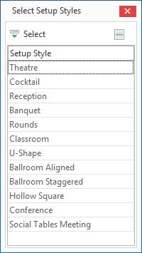 Unit 26: Setting Up Banquet Rooms and Site Locations Establishing Setup Styles and Capacities for a Room 1. In the left pane of the Banquet Rooms Setup window, click on a banquet room to select it. 2. At the top right of the display (in the Setup Styles area), click the Select Setup Style button.