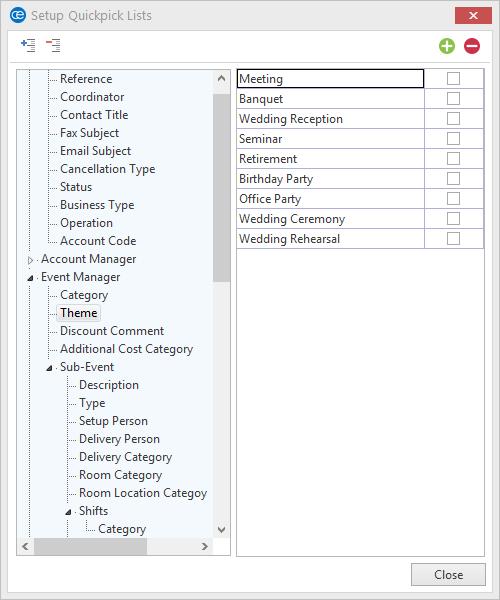 Unit 5: Entering General Event Information Customizing Quickpick Lists Throughout Caterease the majority of fields offer "quickpick lists" - drop-down lists of choices that you can select from to