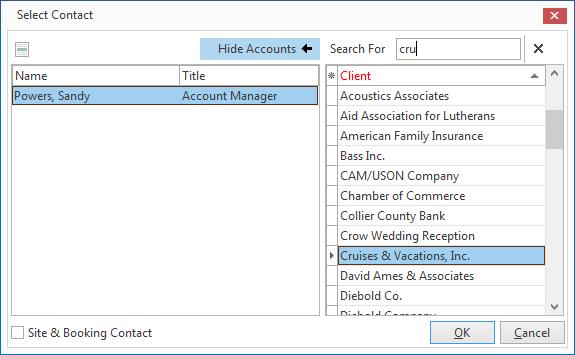 Unit 5: Entering General Event Information Selecting a Contact from a Different Account 1.