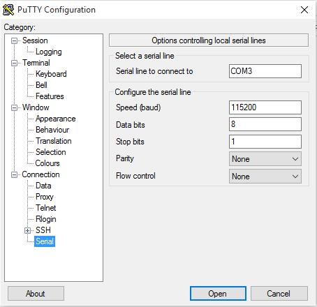 3.3 Configure Putty You can use various terminal applications. I used Putty on Windows which you can download here: http://www.chiark.greenend.org.uk/~sgtatham/putty/download.