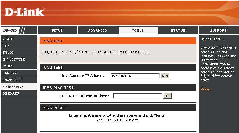 Ping Test: System Check The Ping Test is used to send Ping packets to test if a computer is on the Internet.