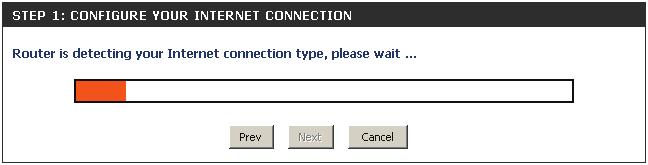 Please wait while your router detects your internet connection type.