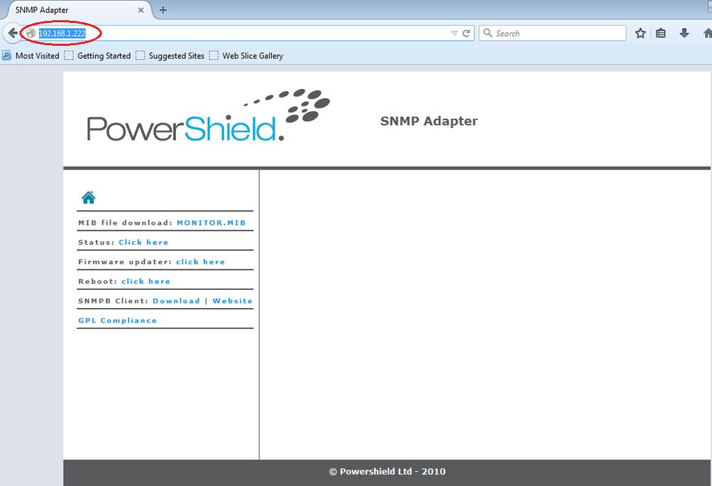 8. SNMP Adaptor Firmware Upgrade The following section provides instructions for upgrading the firmware of the SNMP adaptor. PowerShield may release upgrades to match new features or requirements.
