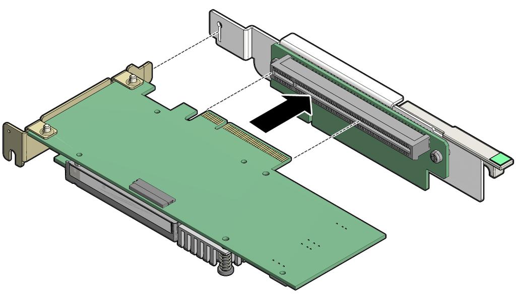 Remove a PCIe Card From PCIe Slot 3 2. Insert the rear bracket that is attached to the PCIe card into the PCIe riser. 3. Hold the riser in one hand and use your other hand to carefully insert the PCIe card connector into the riser.