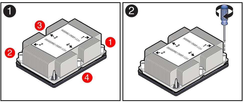 Install a Processor e. Ensure that the processor-heatsink module lies evenly on the bolster plate and that the captive screws align with the threaded socket posts [1]. f. Using a 12.