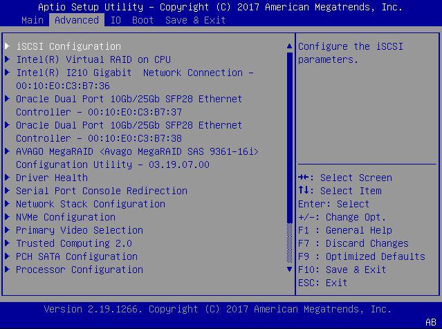 BIOS Advanced Menu Selections BIOS Advanced Menu Selections This section includes a screen of the BIOS Advanced Menu.
