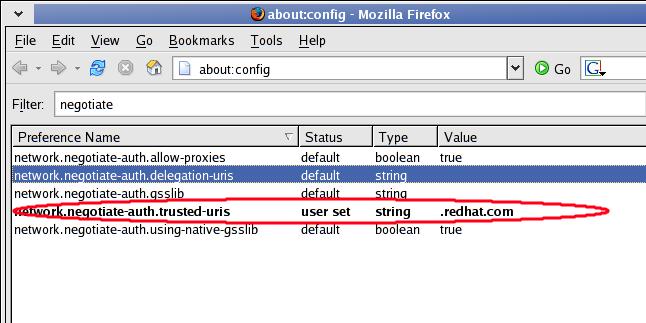 Client configuration Firefox:
