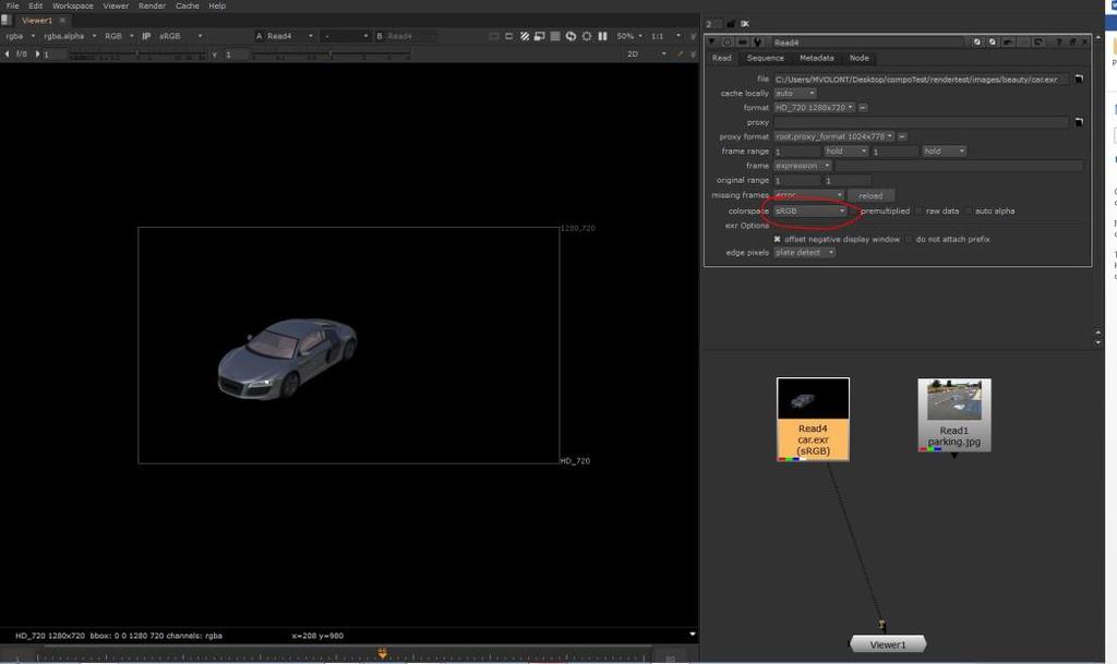 5) Final step, set the render directory, final settings and render!. We should have one render with the car alone and one with the shadow pass alone.