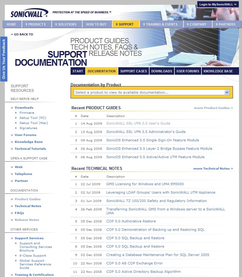Related Technical Documentation SonicWALL user guides and reference documentation is available at the SonicWALL Technical Documentation Online Library: http://www.
