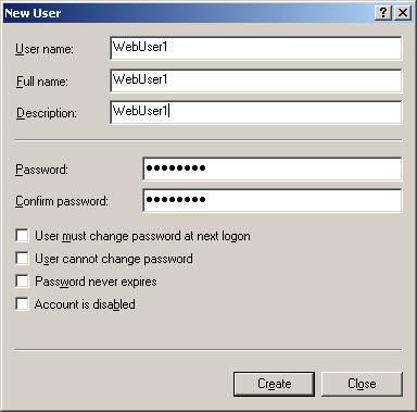 context menu to create a new user for logon to the terminal