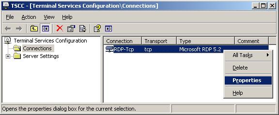 5 Installation 5.2 Configuring the terminal server 5.2 Configuring the terminal server 1 Select Start > Run > tscc.msc to call Terminal Services Configuration.