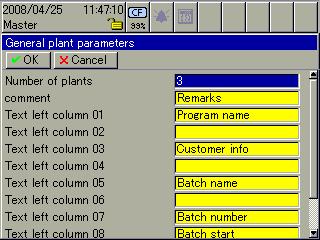 23.2 General Plant Parameters 23 Configuration Batches/Plants Overview Number of plants The parameter defines the number of plants for which a batch report will be created.