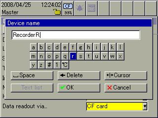 26 Entering text and values Character entry h Move the cursor onto the required character, and press the control knob. Another selection window will open.