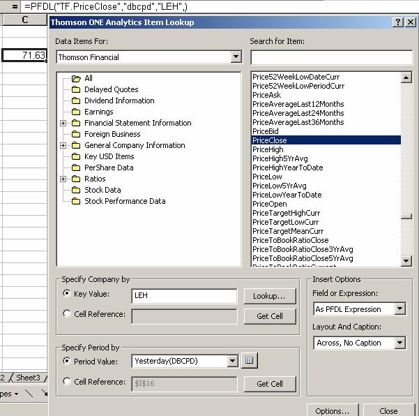 PFDL How to find the data you need Lookup Click on item lookup from the lookup dropdown menu on the Add- In Toolbar : Know the Content!