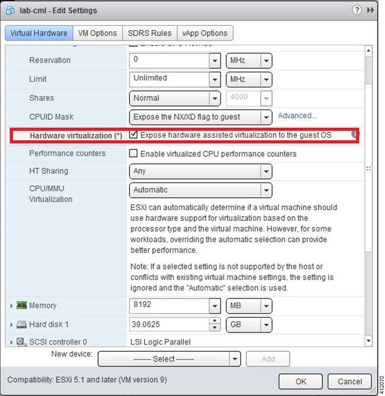 Edit the Virtual Machine Settings If using the vsphere web client, under the Virtual Hardware tab, locate the Hardware Virtualization option.