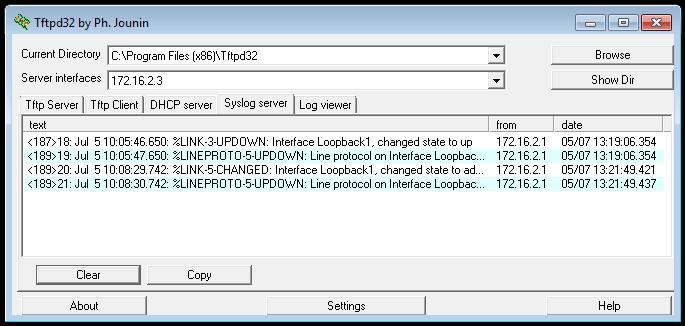 Lab Configuring Syslog and NTP Jul 5 10:05:47.650: %LINEPROTO-5-UPDOWN: Line protocol on Interface Loopback1, changed state to up h. Remove the Loopback 1 interface from R2.