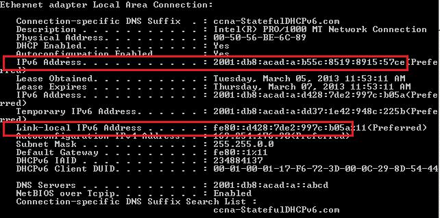 Lab Configuring Stateless and Stateful DHCPv6 Hosts use DHCP to obtain other configuration. b. In a command prompt on PC-A, type ipconfig /release6 to release the currently assigned IPv6 address.