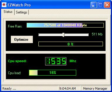 Using the software 3. The dialog will display actual memory status information.