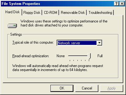 In the "Typical role of this computer", select "Network server" from the