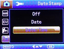 DATE STAMP The date stamp option lets you enable or disable the time stamp from being displayed on all