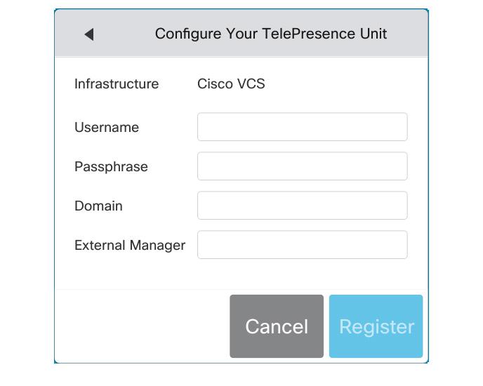 Enter required parameters Enter the parameters required for the chosen provisioning infrastructure. Then tap Register to complete the procedure.