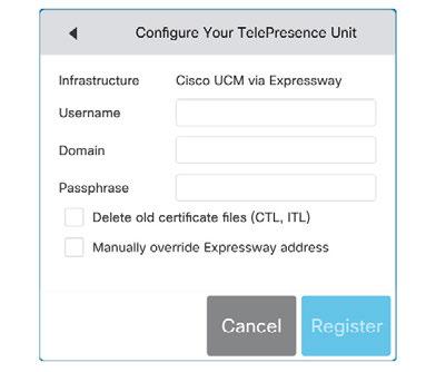 Select Manually override Expressway address, and enter the address you have received upon ordering in the External Manager field.