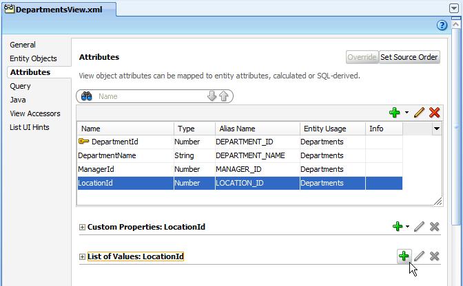 Open the View Object editor for the view object that should have the localized list of values assigned.