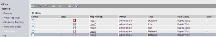 5.1 Viewing and monitoring the network User map features User maps provide a series of features as listed below: Configure user-defined connections Draw user-defined connection Change connection