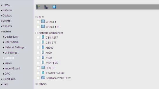 5.5 Network administration 5.5.5 Device catalog Display options The Admin > Catalog menu item is used to add or manage device types containing devices that cannot be identified by.