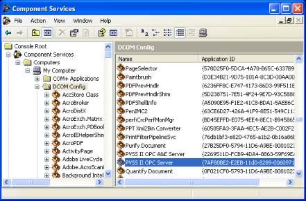 5BViewing data using an OPC server Configure OPC server DCOM settings 1. In the Component Services window, expand My Computer to view the folder structure. 2. Select the DCOM Config folder.