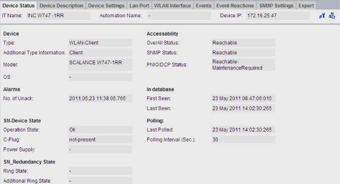 5.1 Viewing and monitoring the network 5.1.2 View device details Overview The device details page is usually displayed after clicking the IP address link of the specific network device.