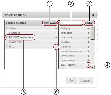 Using - reference section 4.1 Program user interface in detail - overview of the menus 1 Selection option - remove all columns from the table. At least 1 column must be selected again.