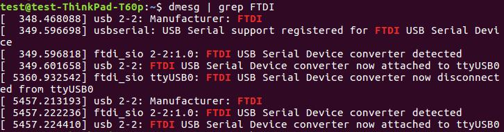 Figure 2: Locate the FTDI USB-UART port Attaching the HCI UART BT Module In the recent release of BlueZ, the hciattach command was deprecated and is