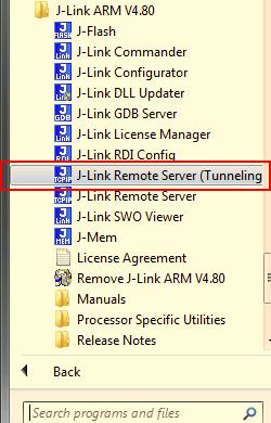 100 CHAPTER 3 J-Link software and documentation package Start J-Link Remote Server in tunneling mode