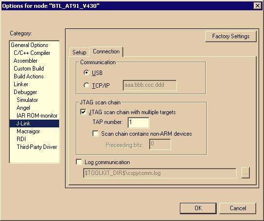 149 6. Choose Project Options and configure your second scan chain. The following dialog box shows the configuration for the second ARM core on your target. 7. Start debugging your second core.