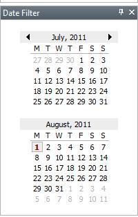 To view the events on a date range 1. 2. Click the right arrow or the left arrow to select the required month and year. Select the start date from which you wish to view the events.