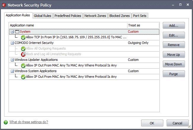 See General Navigation for a summary of the navigational options available from the Application Rules and Global Rules tabs of Network Security Policy interface.