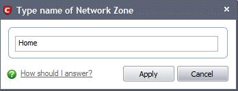 3. Click 'Apply' to confirm your zone name. This adds the name of your new zone to the Network Zones list.