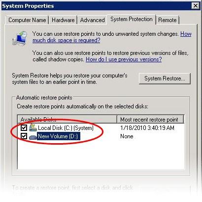 Windows Vista To ensure that Windows system restore is enabled 1. Click Start > Control Panel > System > System Protection 2.