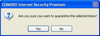 For more details on quarantine feature, refer to Quarantined Items. A confirmation dialog will be displayed for disinfecting or moving the threat to quarantine. 3. Click 'Yes'.