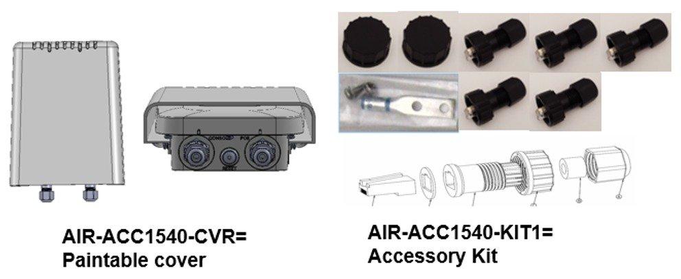 AP1540 Mounting Kits and Accessories PID AIR ACC1530 PMK1 AIR ACC1530 PMK2= AIR ACC1540 CVR= AIR ACC1540 KIT1= Description Standard Pole/Wall Mount Kit for AP 1530/1560 series Can be
