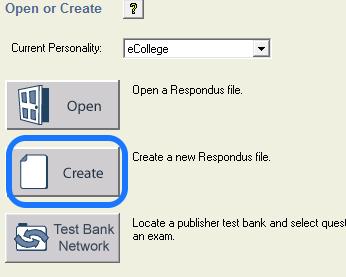 In the Create New File dialog box, name your exam and enter a short description. 3.
