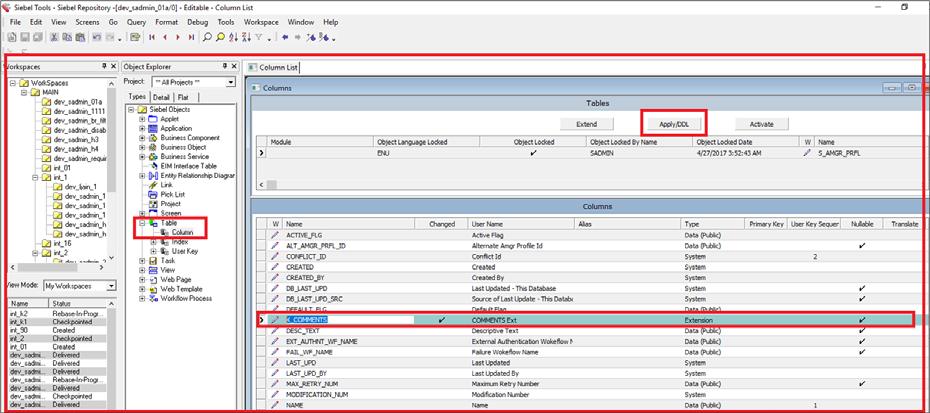 Using Workspaces in Siebel Tools Workspaces Administration Publishing Tables Tables can also be published into the S_RR_TABLE table using the same concept by which other metadata objects are
